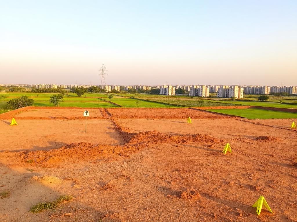 Open residential land plot in a developing Aurangabad suburb